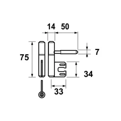 AXA Inboorpaumelle 1177 Voor Hörmann Kozijnen Staal Aluline 75x14mm 2st