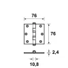 AXA Scharnier Kogellager Rechte Hoek RVS 76x76mm