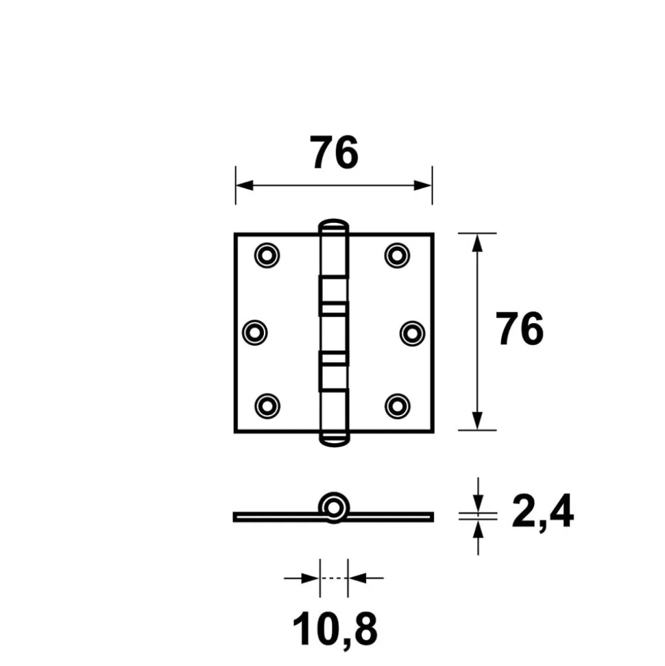 AXA Scharnier Kogellager Rechte Hoek RVS 76x76mm