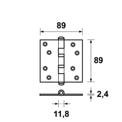 AXA Scharnier Kogellager Rechte Hoek RVS 89x89mm