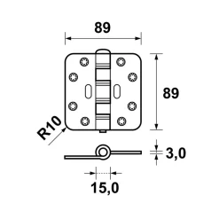 AXA Scharnier Smart Easyfix Ronde Hoek Staal Wit Gelakt 89x89mm