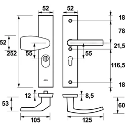 AXA Veiligheidsbeslag Edge Plus knop-Kruk PC55 Anti-Kerntrek SKG3