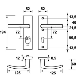 AXA Veiligheidsbeslag Edge Plus Kort Kruk-Kruk PC72 Anti-Kerntrek Zwart SKG3