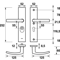 AXA Veiligheidsbeslag Edge Plus Kruk-Kruk PC55 Anti-Kerntrek Aluminium SKG3