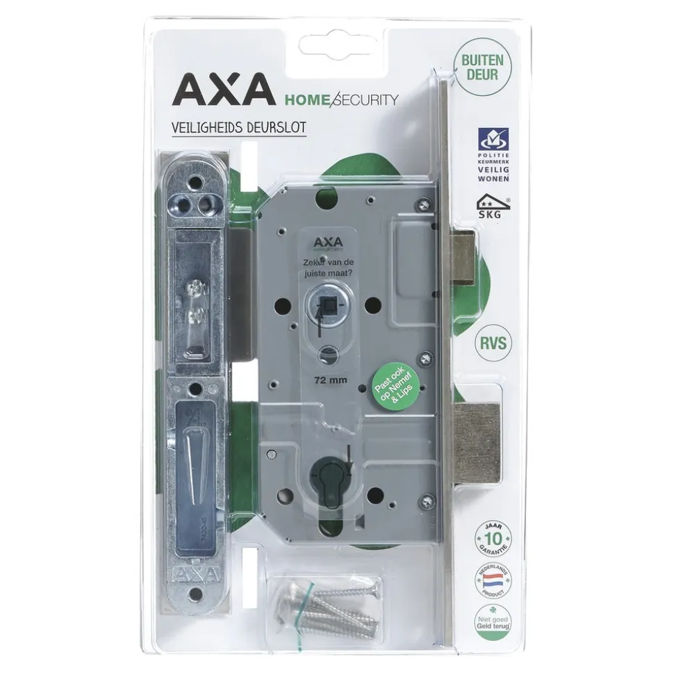 AXA Veiligheidsinsteek Dag-Nachtslot PC72 Rechte Hoek RVS 238x25x16mm SKG2