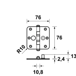AXA Veiligheidsscharnier Kogellager Ronde Hoek RVS 76x76mm SKG2