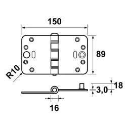 AXA Veiligheidsscharnier Smart Easyfix Ronde Hoek Staal Zwart 150x89mm SKG3
