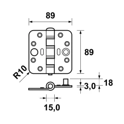 AXA Veiligheidsscharnier Smart Easyfix Ronde Hoek RVS 89x89mm SKG3