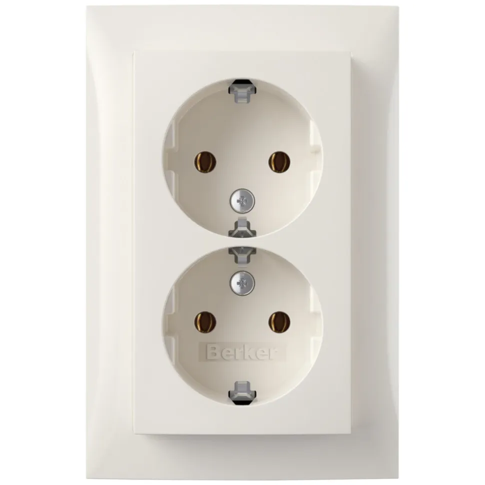 Berker Contactdoos S1 Inbouw 2-Voudig Polarwit Randaarde