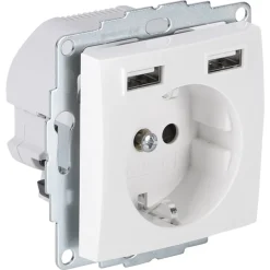 Berker S1 Inbouw Contactdoos 1-Voudig RA USB A/A 3.1A Polarwit
