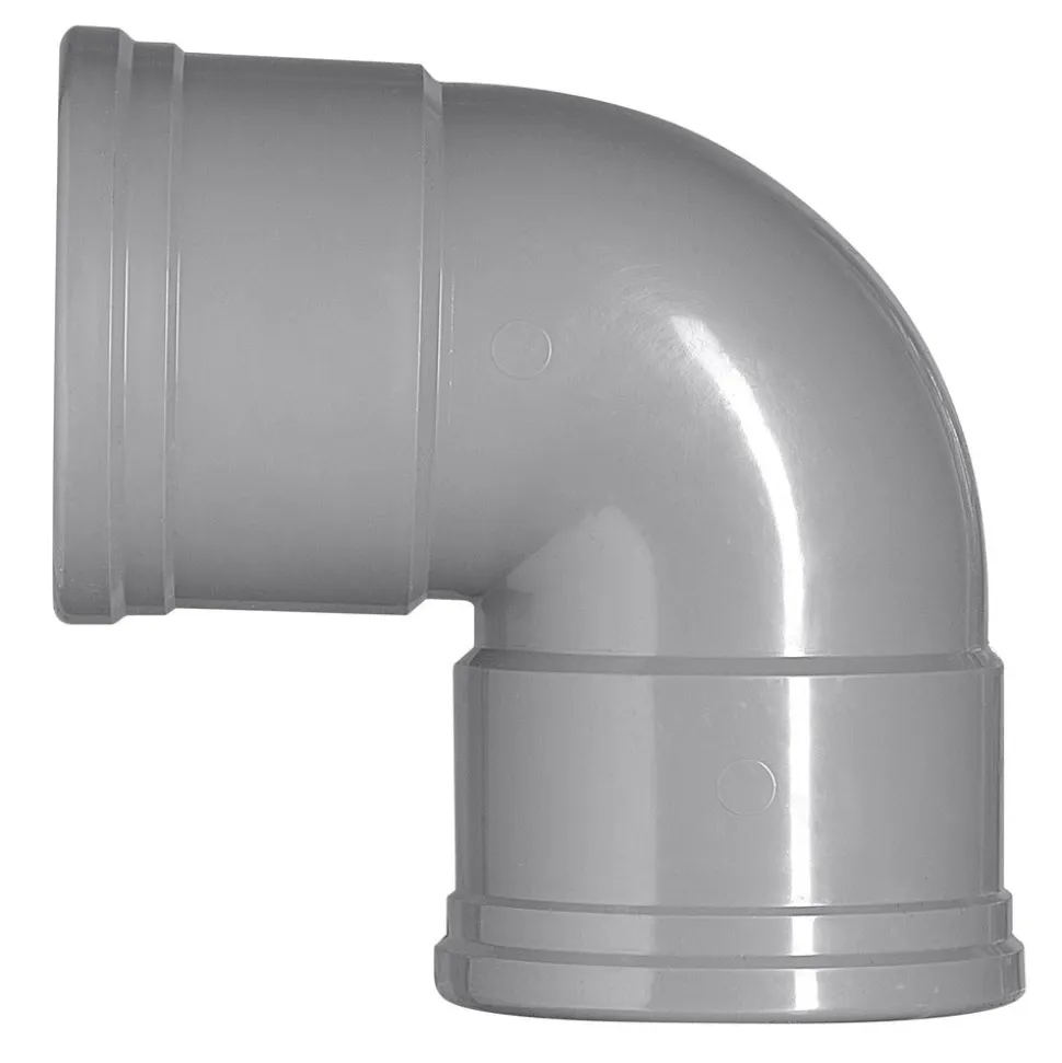 Bocht PVC 2x manchetmof Ø 125 mm 87° KOMO-keur