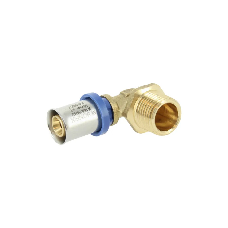 BONFIX Alu-pers Kniekoppeling 1/2" bu.dr. x16mm 80st