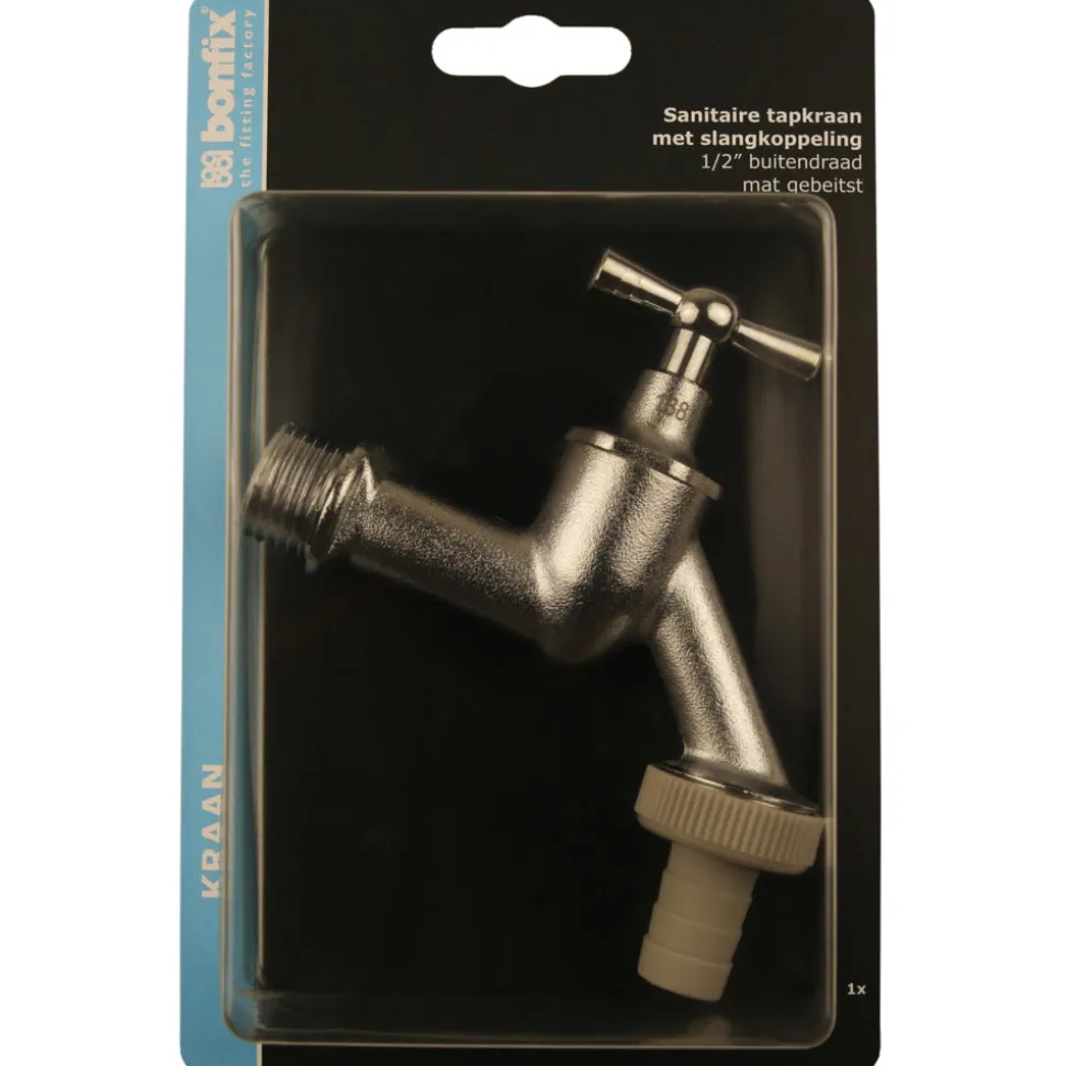 BONFIX Tapkraan 1/2'' mat chroom met wartel