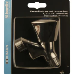 BONFIX Wasmachinekraan met chromen knop inclusief beluchter en keerklep