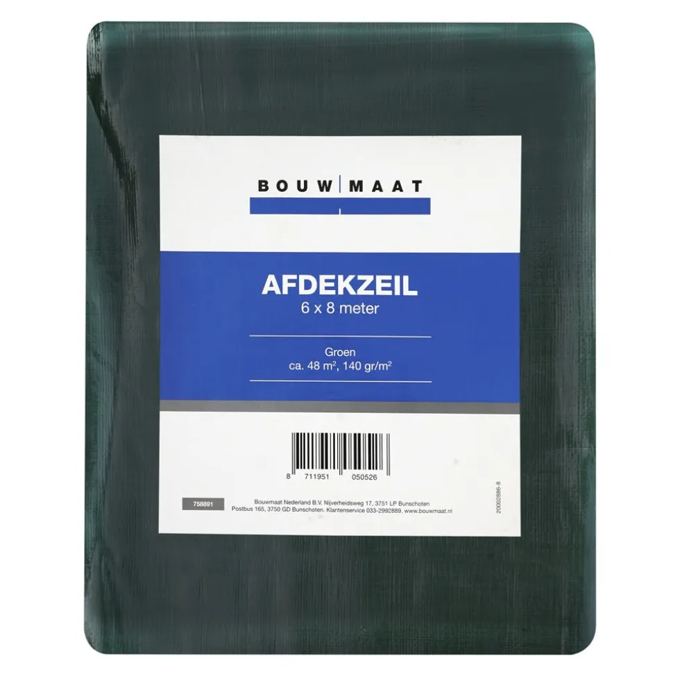 Bouwmaat Afdekzeil ca. 6x8 meter olijfgroen 140 gr/m²