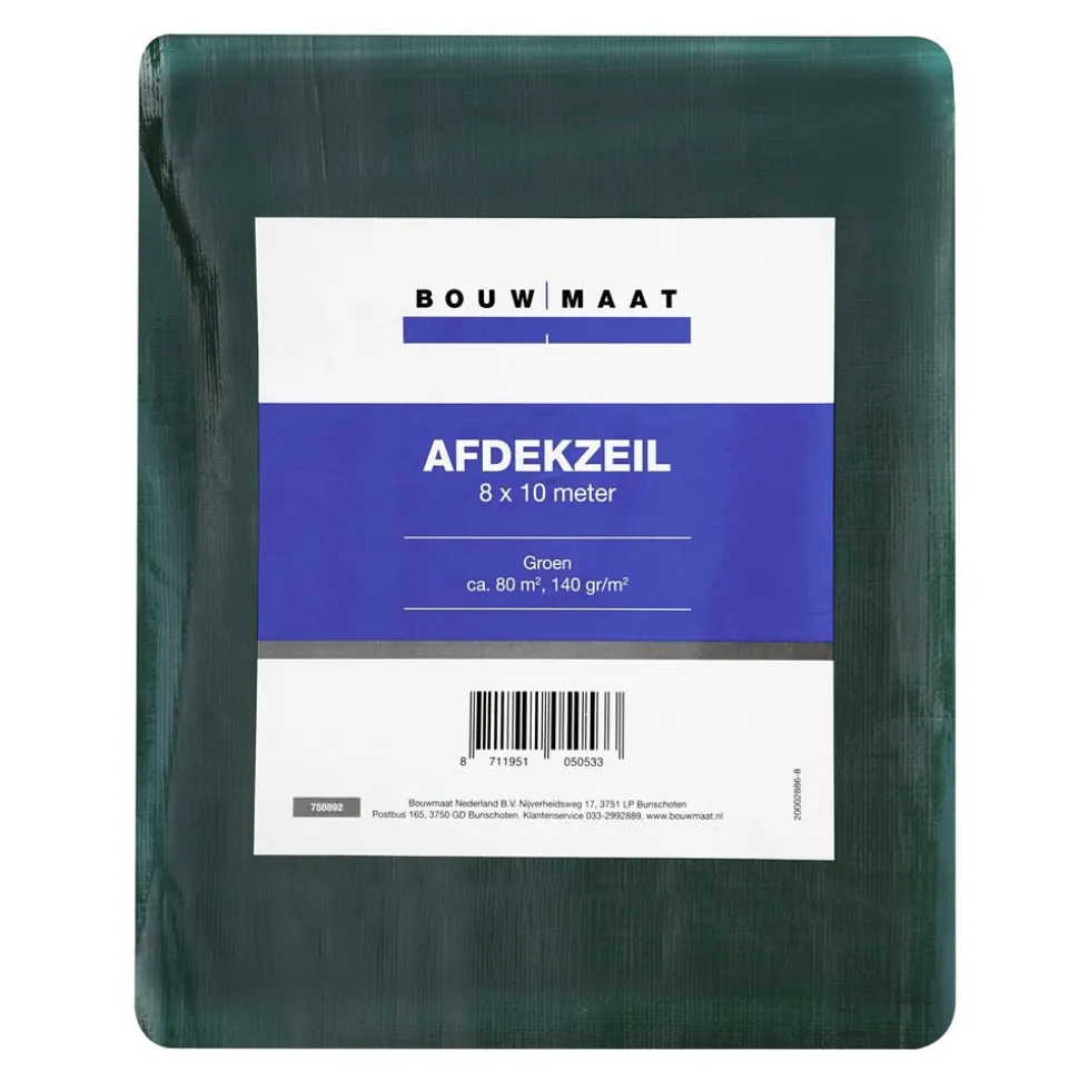 Bouwmaat Afdekzeil ca. 8x10 meter olijfgroen 140 gr/m²