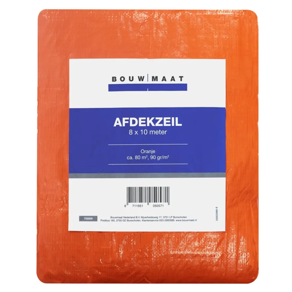 Bouwmaat Afdekzeil ca. 8x10 meter oranje 90 gr/m²
