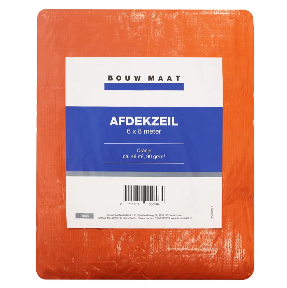 Bouwmaat Afdekzeil ca. 6x8 meter oranje 90 gr/m²
