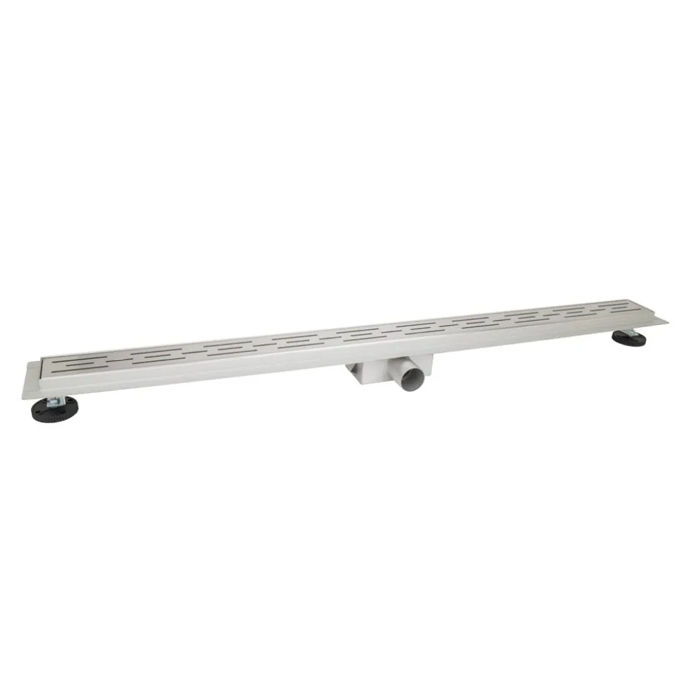 Bouwmaat Douchegoot RVS Geborsteld met Vloerflens 7x7x100cm