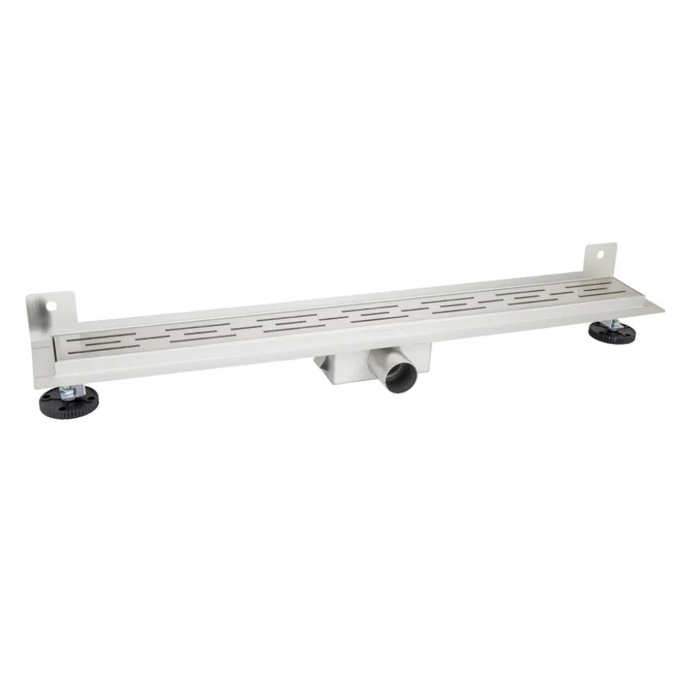 Bouwmaat Douchegoot RVS Geborsteld met Muurflens 7x7x80cm