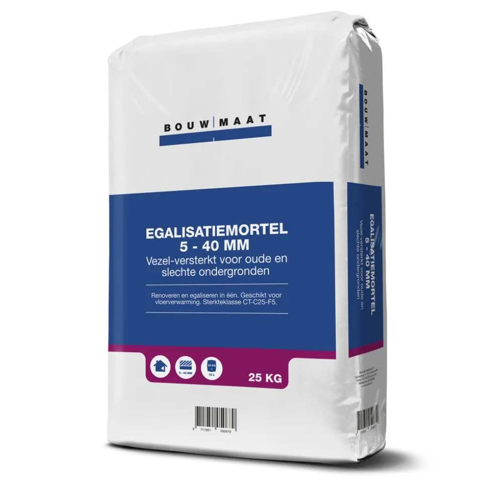 Bouwmaat Egalisatiemortel Vezelversterkt 5-40mm 25kg