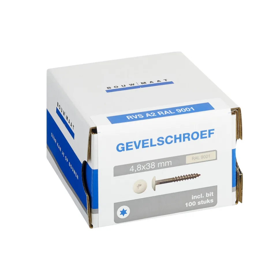 Bouwmaat HPL Schroef RVS Crème T20 100st