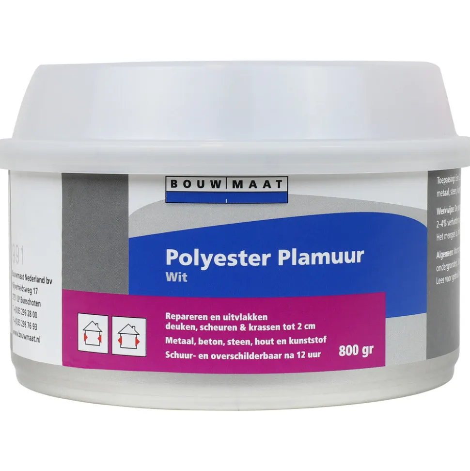 Bouwmaat Polyester Plamuur Wit 800gr