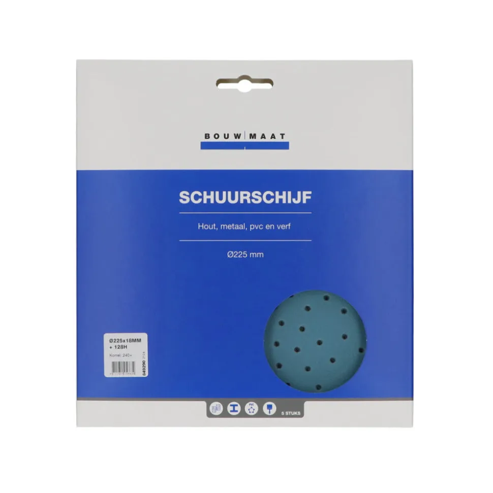 Bouwmaat Schuurschijf 128 Gaten Klittenband Ø225mm