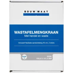 Bouwmaat wastafelmengkraan laag chroom rechte uitloop 1-greeps bediening