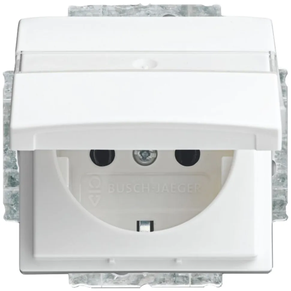 Busch-Jaeger Contactdoos Balance Inbouw 1-Voudig PolarWit Randaarde Met Klep