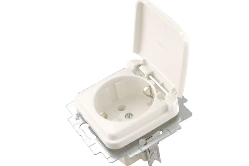 Busch-Jaeger Contactdoos Reflex Inbouw 1-Voudig PolarWit Randaarde Met Klep