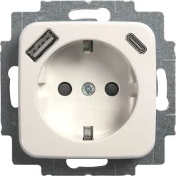 Busch-Jaeger Reflex Contaactdoos 1-Voudig Randaarde USB/AC Polarwit