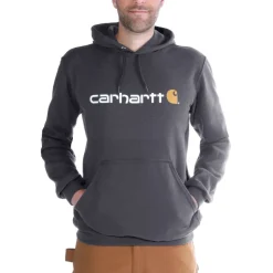 Carhartt Hoodie Signature Logo Antraciet Maat M