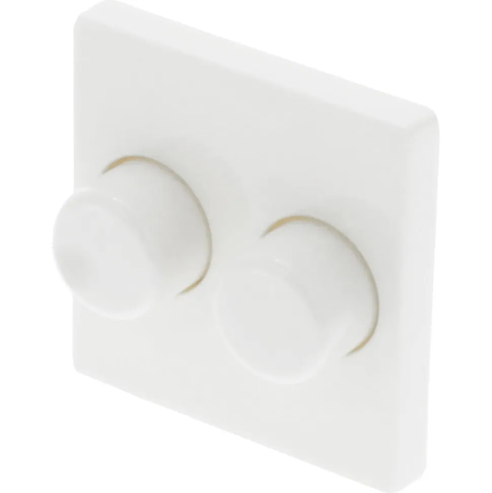Centraalplaat Inbouw Knop Duo Dimmer t.b.v Peha Standaard Polarwit