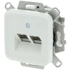 Contactdoos Inbouw ISDN 2x8-Polig CAT6A Voor Busch-Jaeger Serie Reflex Polarwit