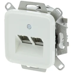 Contactdoos Inbouw ISDN 2x8-Polig CAT6A Voor Busch-Jaeger Serie Reflex Polarwit