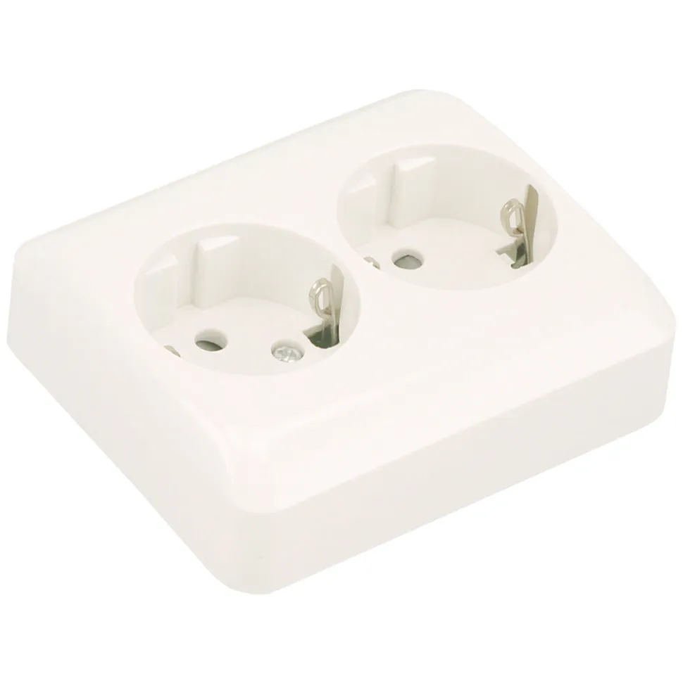 Contactdoos Inbouw 2-Voudig Polarwit Randaarde