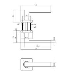 Deurkruk Hera Op Geveerde Rozet 55x55x10mm 7mm Nokken Antraciet-Grijs