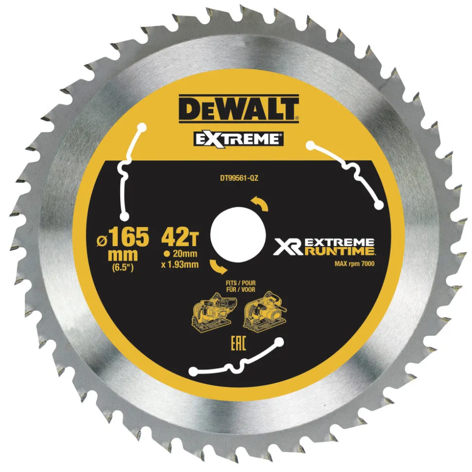 DeWALT Cirkelzaagblad DT99561-QZ Xtreme Runtime 165x20 mm 42T CSB