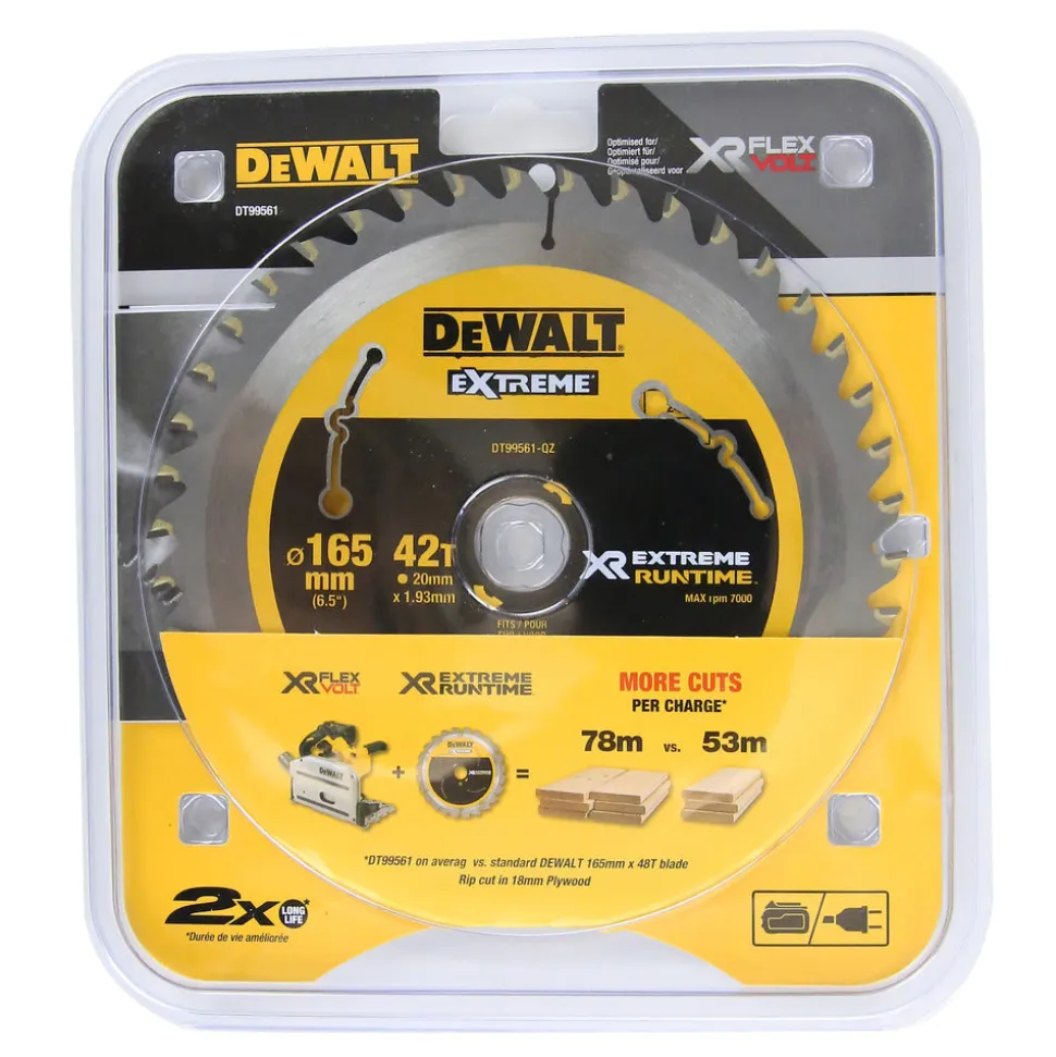 DeWALT Cirkelzaagblad DT99561-QZ Xtreme Runtime 165x20 mm 42T CSB