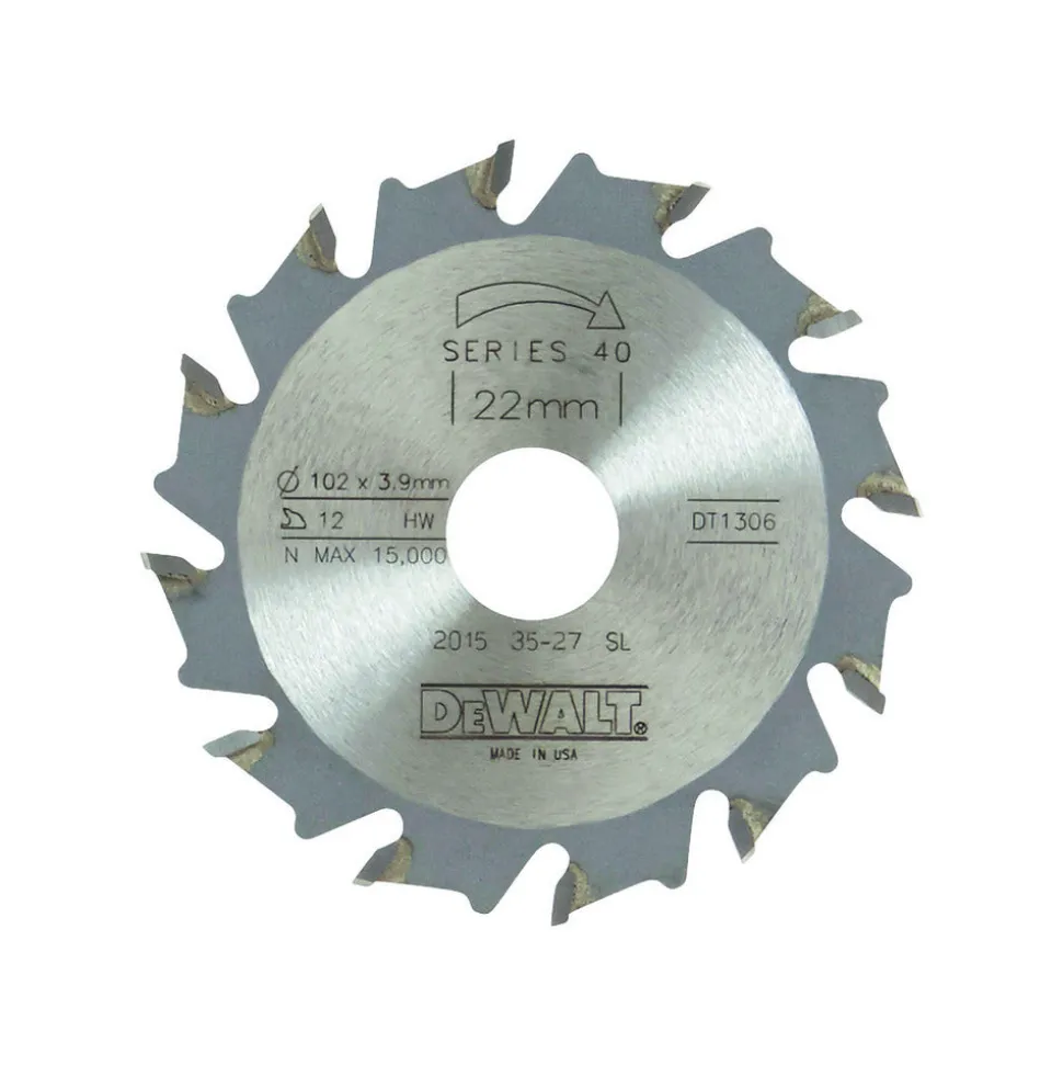 DeWALT Cirkelzaagblad Lamellenfrees Spaanbegrensd DT1306-QZ 102x3.9x22x12t