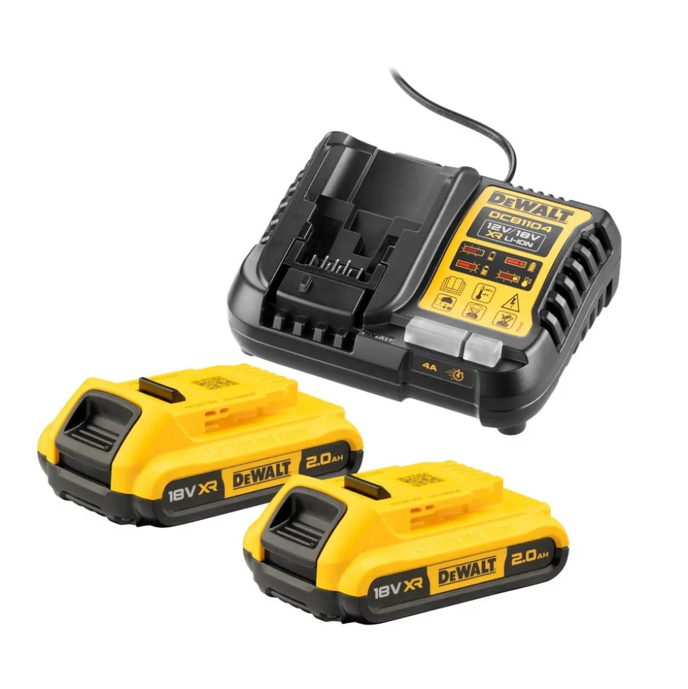 DeWALT DCB1104D2-QW 18V Accu Voordeelset: 2x 2.0Ah Accu's + XR Multilader