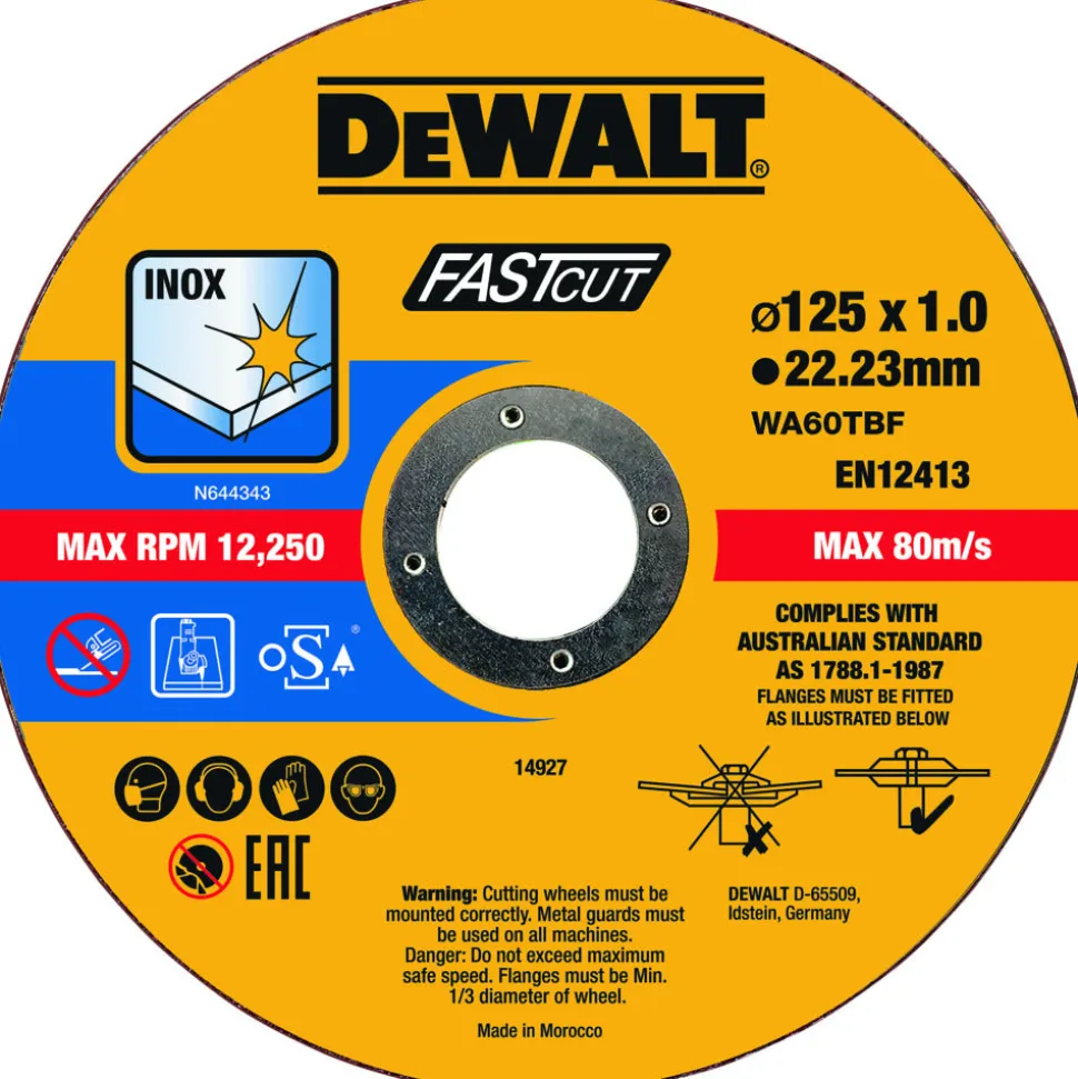 DeWALT Doorslijpschijven 125x1mm Metaal In Emmer DT20540-QZ 100st