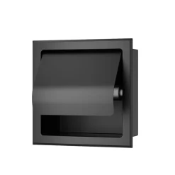 Dive Toiletrolhouder met Klep Inbouw Mat Zwart