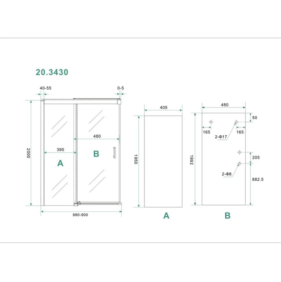 Douchedeur softclose met antikalkbehandeling 90x200 cm alu/helder glas