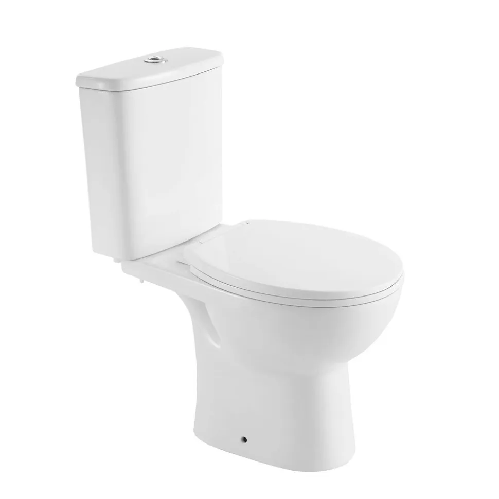 Duoblok Toilet Staand Rimless AO Met Toiletzitting Glans Wit