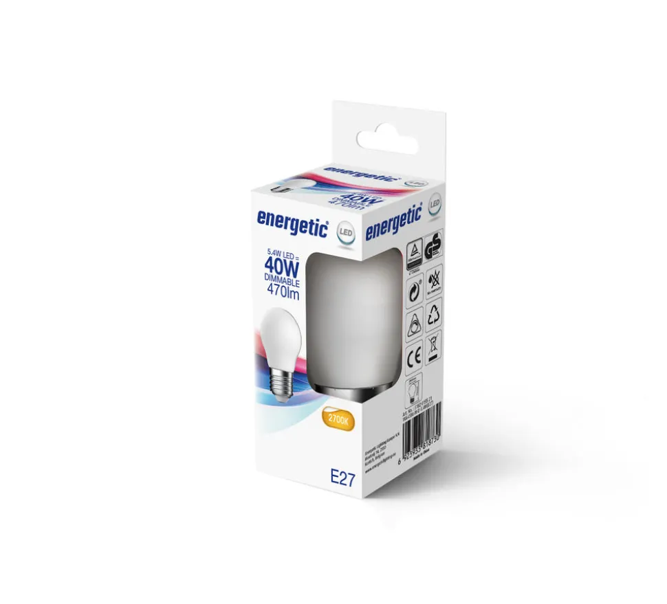 Energetic LED Lamp Kogel 40W E27 Warmwit Mat Dimbaar