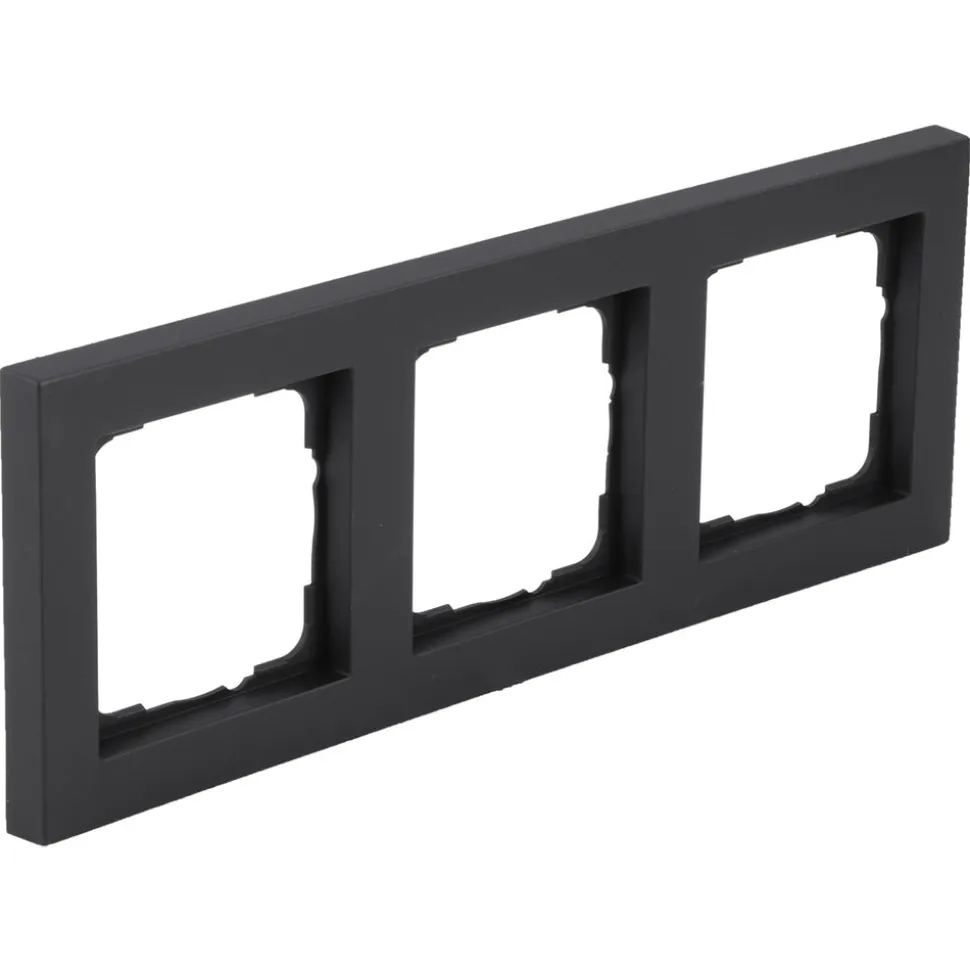 Gira Afdekraam E2 Inbouw 3-Voudig Zwart Verticaal/Horizontaal