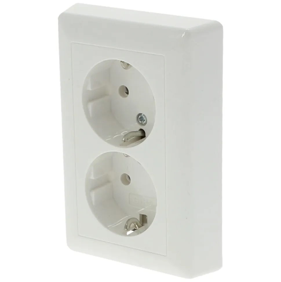 Gira Contactdoos System 55 Inbouw 2-Voudig Polarwit Randaarde