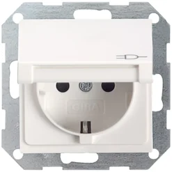 Gira Contactdoos System 55 Inbouw 1-Voudig Polarwit Randaarde Met Klep